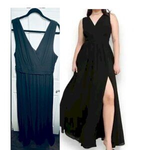 Thoughts of Hue Black Surplice Maxi Dress Size Large NWOT